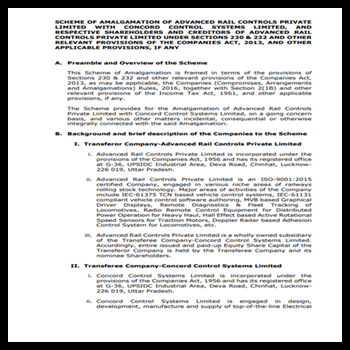SCHEME OF MERGER & AMALGAMATION